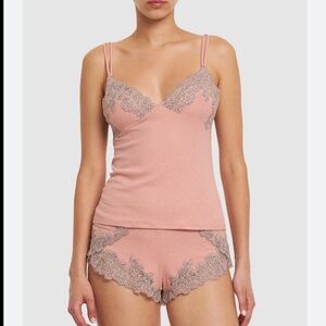 La Perla Pink and Nude Lace Sleepwear Set